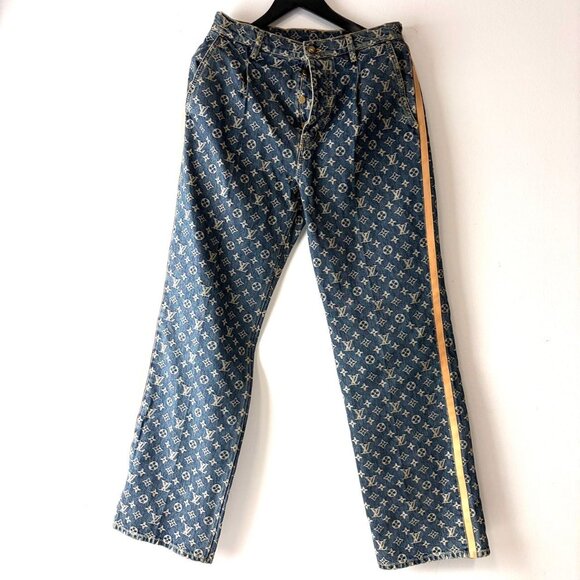 LOUIS VUITTON Monogram Denim Tailored Pants - Picture 1 of 12